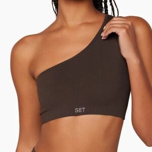 SET ACTIVE SCULPTFLEX® RIBBED ONE SHOULDER BRA - PEPPER